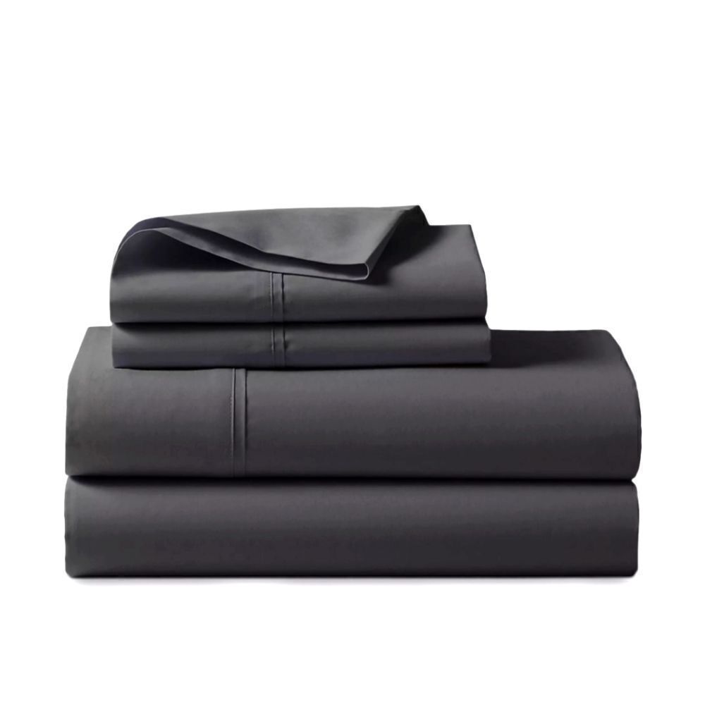 Ralph Lauren Home Organic Cotton Percale Twin Set Grey Fitted and Flat Sheet NEW